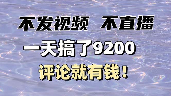 （14018期）不发作品不直播，评论就有钱，一条最高10块，一天搞了9200-云商网创