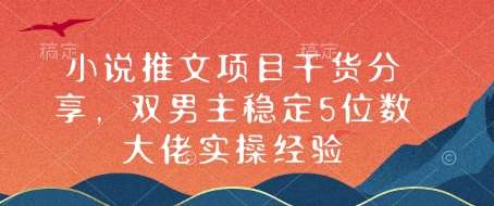 小说推文项目干货分享，双男主稳定5位数大佬实操经验-云商网创