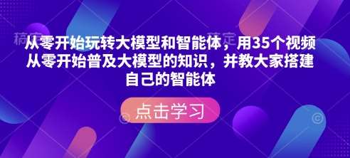 从零开始玩转大模型和智能体，​用35个视频从零开始普及大模型的知识，并教大家搭建自己的智能体-云商网创