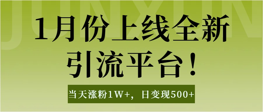 1月上线全新引流平台，当天涨粉1W+，日变现500+工具无脑涨粉，解放双手操作简单-云商网创