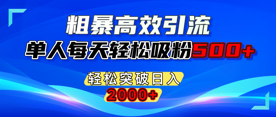 粗暴高效引流,单人每天轻松吸粉500+,轻松突破日入2000+-云商网创