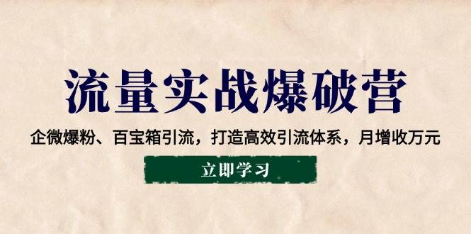 （14039期）流量实战爆破营：企微爆粉、百宝箱引流，打造高效引流体系，月增收万元-云商网创