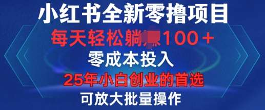 小红书全新纯零撸项目，只要有号就能玩，可放大批量操作，轻松日入100+【揭秘】-云商网创