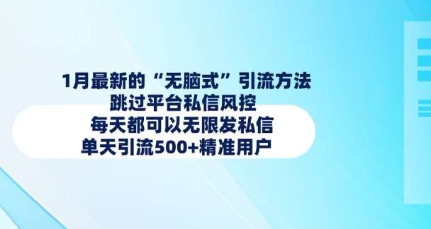 1月最新的无脑式引流方法，跳过平台私信风控，每天都可以无限发私信，单天引流500+精准用户-云商网创