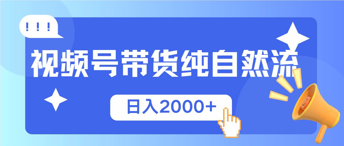 （13998期）视频号带货，纯自然流，起号简单，爆率高轻松日入2000+-云商网创