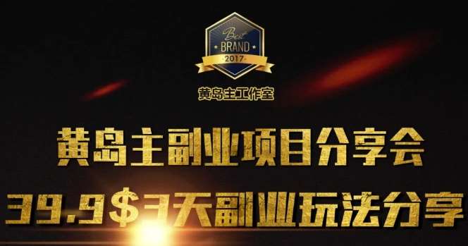黄岛主副业分享会1期：3天3个副业玩法，速度上车-云商网创