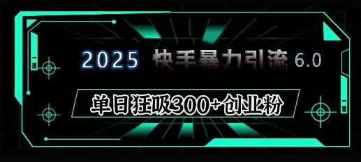 2025年快手6.0保姆级教程震撼来袭，单日狂吸300+精准创业粉-云商网创