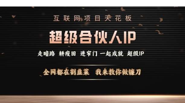 互联网项目天花板，超级合伙人IP，全网都在割韭菜，我来教你做镰刀【仅揭秘】-云商网创