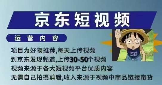 京东短视频带货课，无需自己拍摄剪辑，保姆式教学，两天快速上手-云商网创