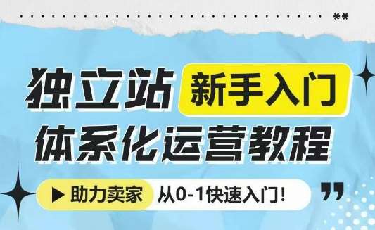 独立站新手入门体系化运营教程，助力独立站卖家从0-1快速入门!-云商网创