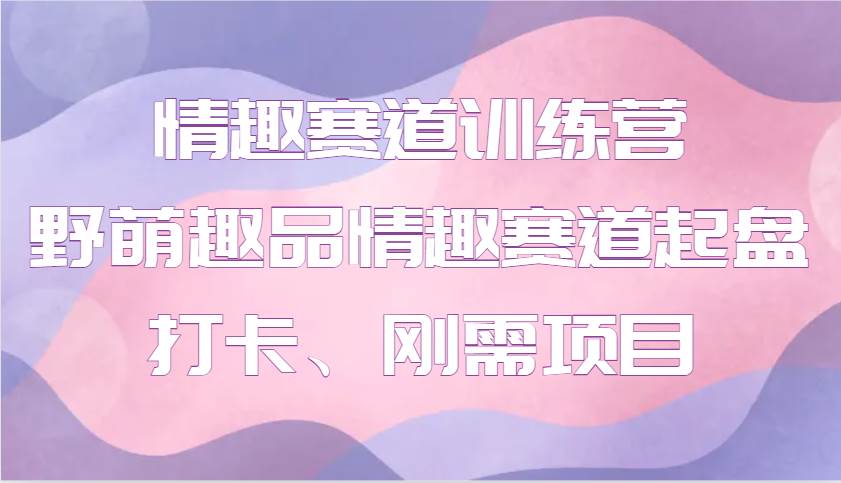 情趣赛道训练营 野萌趣品情趣赛道起盘打卡、刚需项目-云商网创