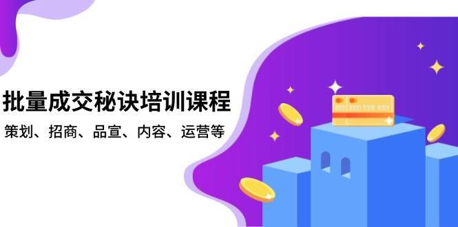 批量成交秘诀培训课程，策划、招商、品宣、内容、运营等-云商网创