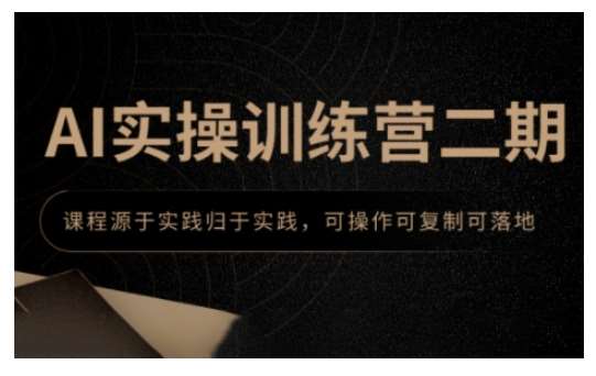 AI实操训练营二期，课程源于实践归于实践，可操作可复制可落地-云商网创