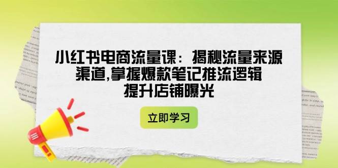 （14318期）小红书电商流量课：揭秘流量来源渠道,掌握爆款笔记推流逻辑,提升店铺曝光-云商网创