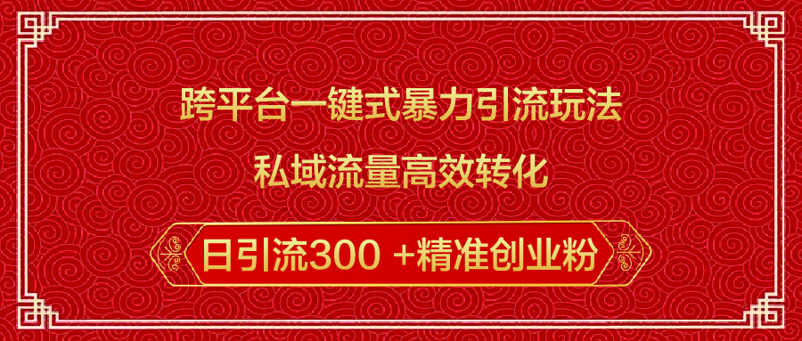 跨平台一键式暴力引流玩法，私域流量高效转化日引流300 +精准创业粉-云商网创