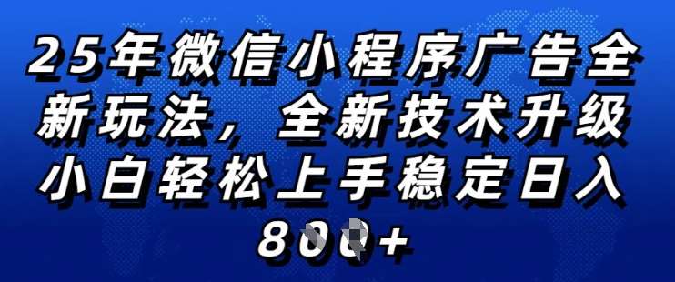 2025年微信小程序全新玩法纯小白易上手，稳定日入多张，技术全新升级，全网首发【揭秘】-云商网创