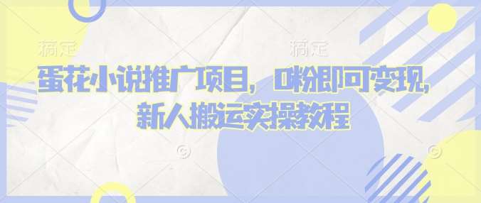 蛋花小说推文项目，0粉即可变现，新人搬运实操教程-云商网创