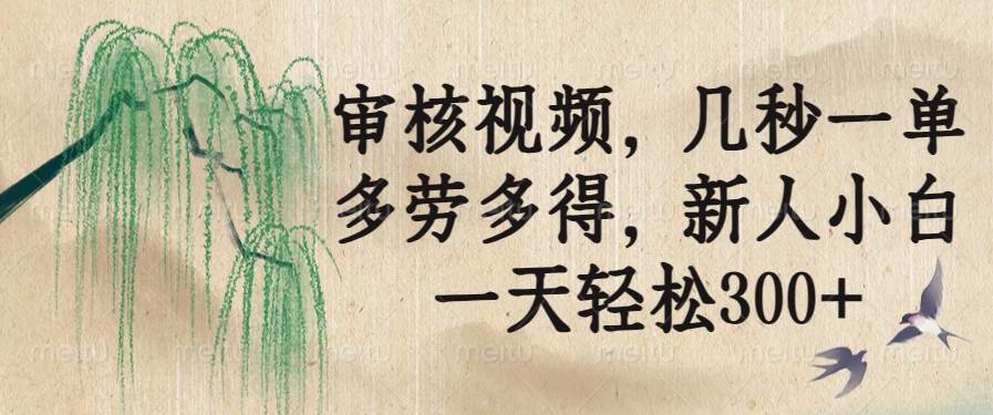 （14202期）审核视频，几秒一单，多劳多得，新人小白一天轻松300+-云商网创