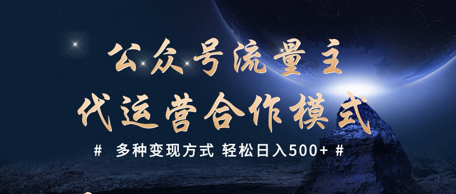 公众号流量主代运营  多种变现方式 轻松日入500+-云商网创