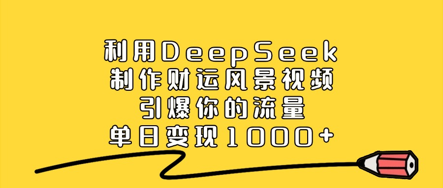 利用DeepSeek制作财运风景视频，引爆你的流量，单日变现1000+-云商网创