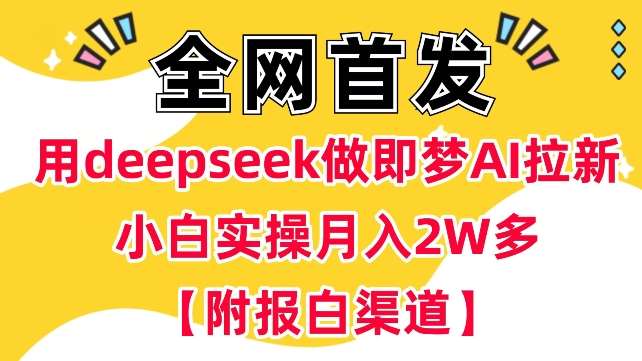 用deepseek做即梦Ai拉新 小白实操月入过W+【附报白渠道】-云商网创