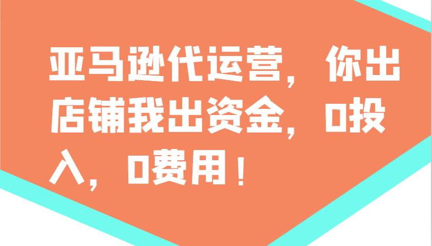 亚马逊代运营，你出店铺我出资金，0投入，0费用，无责任每天300分红，赢亏我承担-云商网创