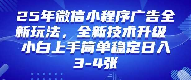 2025年微信小程序最新玩法纯小白易上手，稳定日入多张，技术全新升级【揭秘】-云商网创