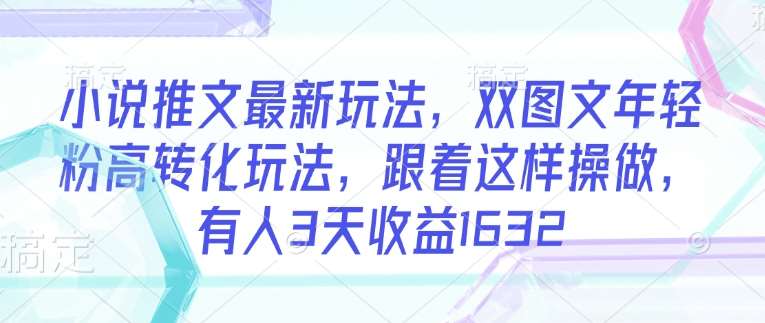 小说推文最新玩法，双图文年轻粉高转化玩法，跟着这样操做，有人3天收益1632-云商网创
