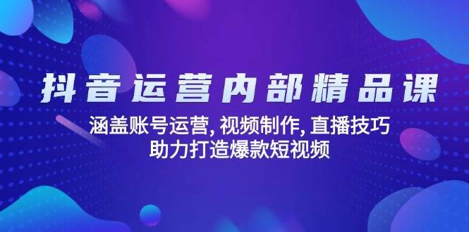 抖音运营内部精品课：涵盖账号运营, 视频制作, 直播技巧, 助力打造爆款短视频-云商网创