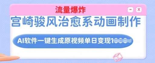 宫崎骏风治愈系动画制作，AI软件一键生成原创视频流量爆炸，单日变现多张，详细实操流程-云商网创