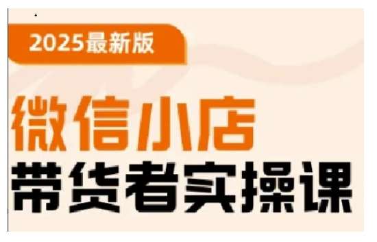 2025最新版微信小店带货者实操课，基础操作到高级运营技巧，快速上手-云商网创