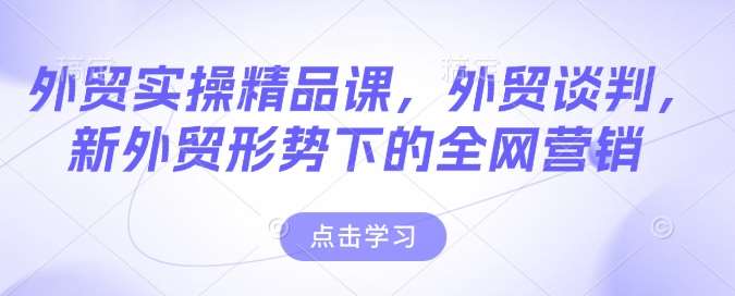 外贸实操精品课，外贸谈判，新外贸形势下的全网营销-云商网创