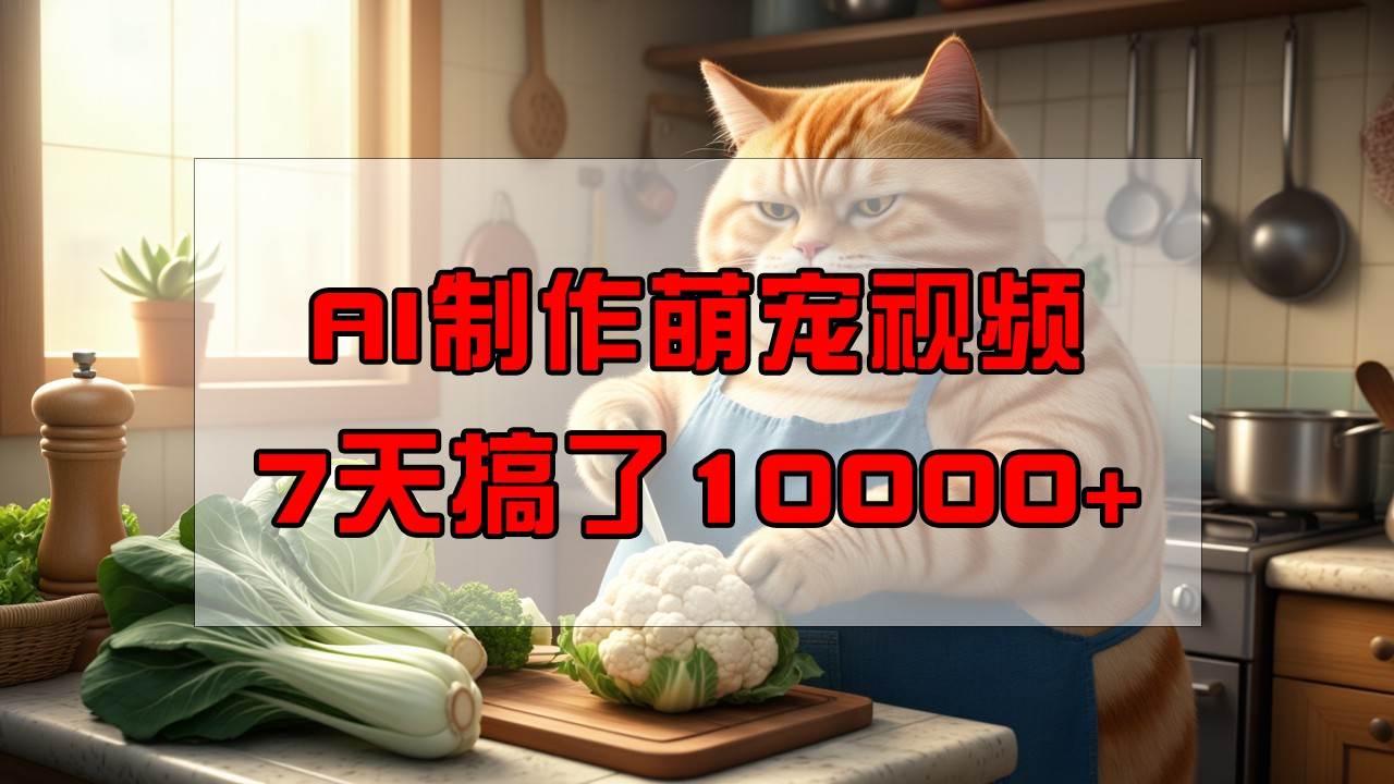 靠AI制作萌宠视频，7天搞了1万+，操作简单门槛低，有手机就行-云商网创