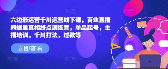 六边形运营千川运营线下课，百业直播间爆量真相终点训练营，单品起号，主播培训，千川打法，过款等-云商网创