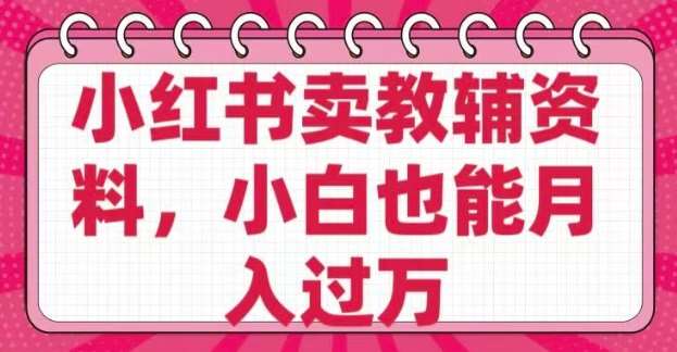 小红书卖教辅资料，0 成本，纯利润，售后成本极低，小白也能月入过W-云商网创