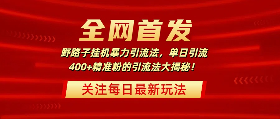 全网首发，野路子挂机暴力引流法，单日引流400+精准粉的引流法大揭秘！-云商网创