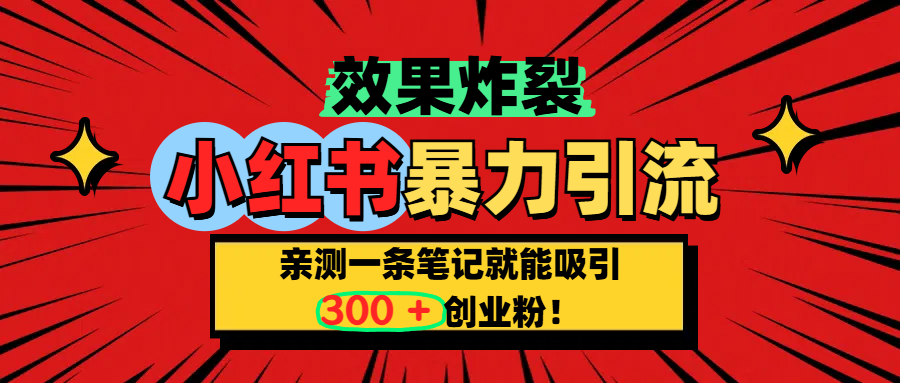 小红书炸裂玩法，亲测一条笔记就能吸引300+精准创业粉！-云商网创