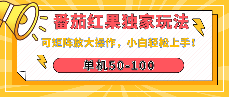 番茄红果独家玩法，单机50-100，可矩阵放大操作，小白轻松上手！-云商网创
