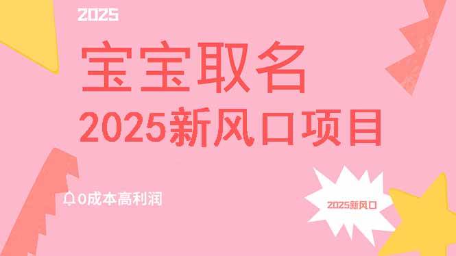 （14593期）2025新风口项目宝宝取名，0成本高利润，附保姆级教程，月入过万不是梦-云商网创