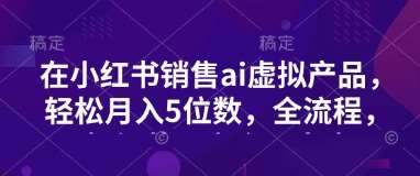 小红书销售ai虚拟产品，轻松月入5位数，全流程，超细节变现过程，完全无卡点-云商网创