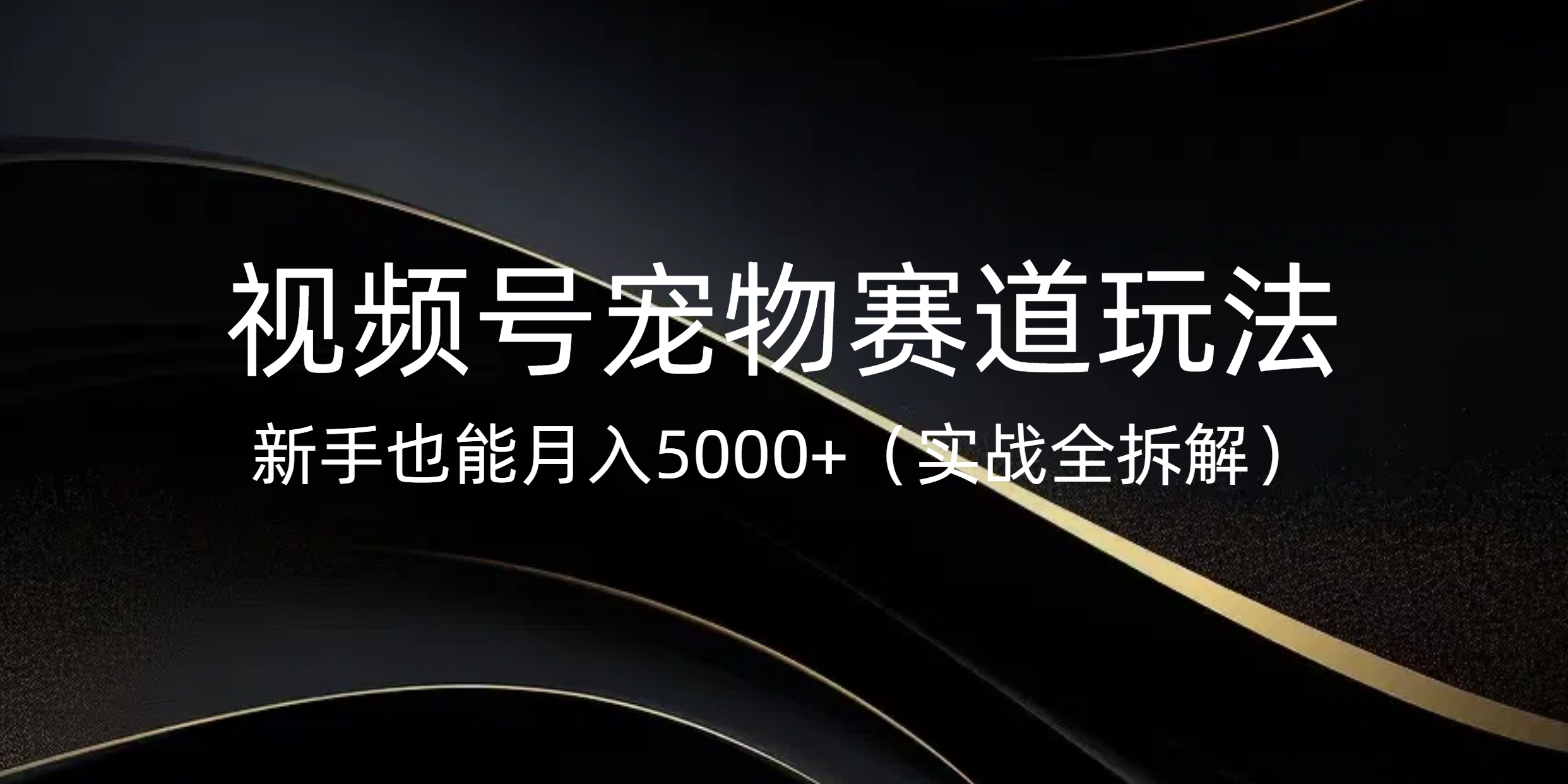 视频号宠物赛道玩法，新手也能月入5000+（实战全拆解）-云商网创