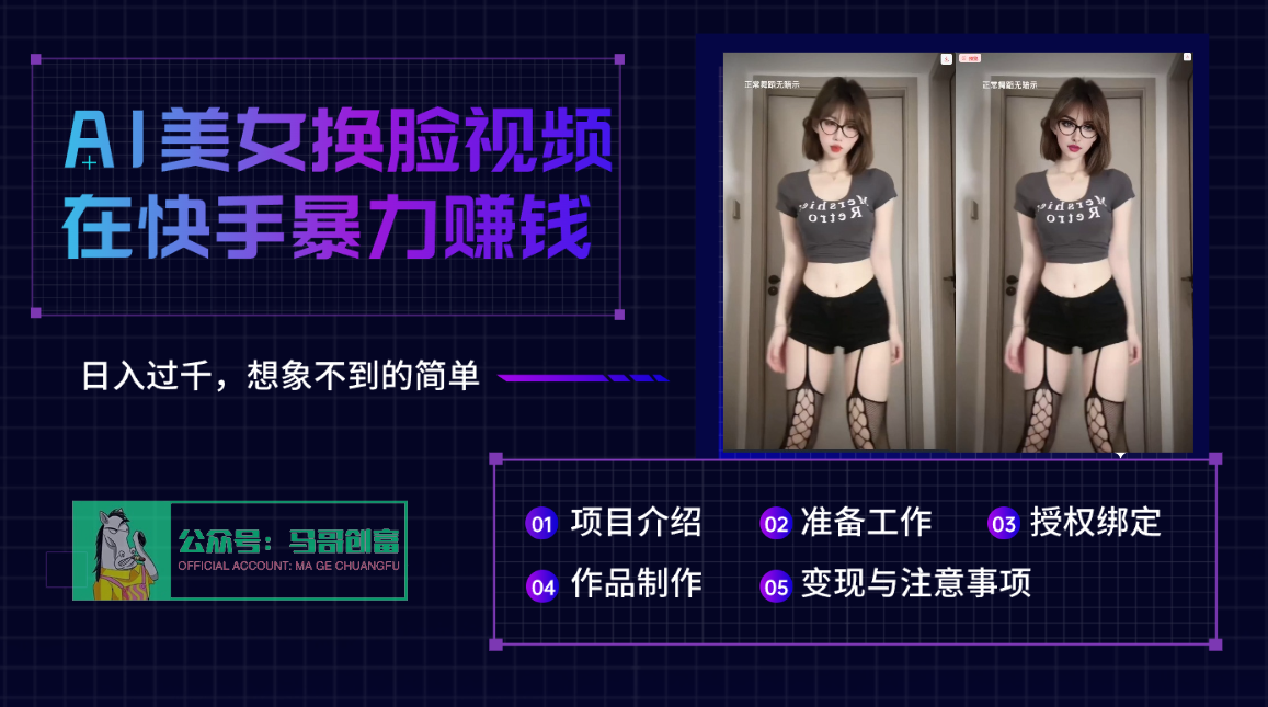 AI批量生成美女换脸视频，结合抖音快手暴利赚钱，通过此方法拉新日入过千-云商网创