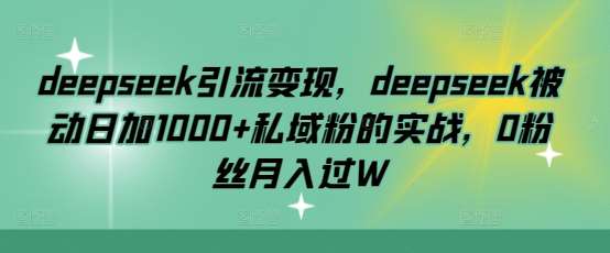 deepseek引流变现，deepseek被动日加1000+私域粉的实战，0粉丝月入过W-云商网创