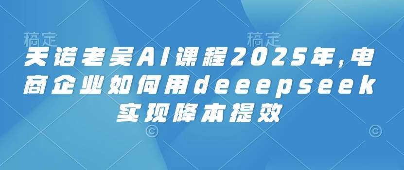 天诺老吴AI课程2025年，电商企业如何用deeepseek实现降本提效-云商网创
