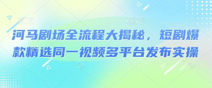 河马剧场全流程大揭秘，短剧爆款精选同一视频多平台发布实操-云商网创