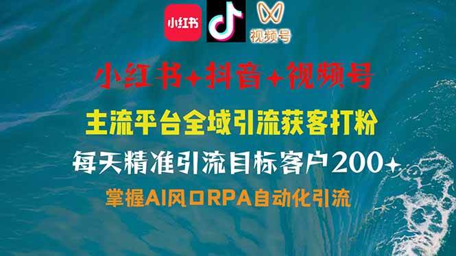 （14484期）小红书、抖音、视频号全域多平台引流获客，日引目标客户200+，RPA自动…-云商网创