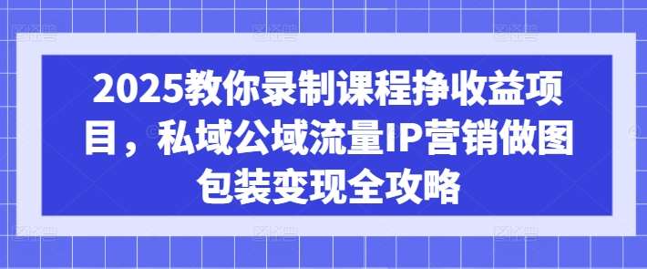 2025教你录制课程挣收益项目，私域公域流量IP营销做图包装变现全攻略-云商网创