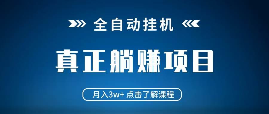 全自动挂机项目 月入3w+ 真正躺平项目 不吃电脑配置 当天见收益-云商网创