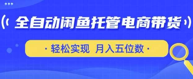 全自动闲鱼托管式电商带货，只需一部安卓手机和一个闲鱼号，轻松实现月入五位数【揭秘】-云商网创