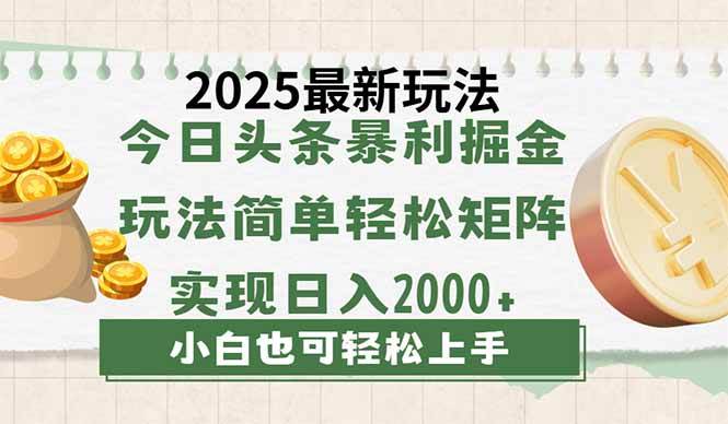 （14120期）今日头条2025最新玩法，思路简单，复制粘贴，轻松实现矩阵日入2000+-云商网创